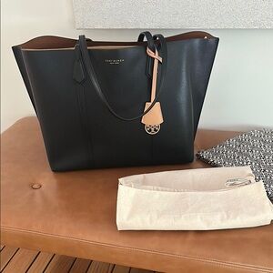 Tory Burch Perry Black Leather Tote Bag